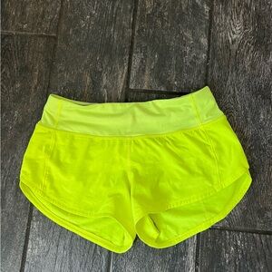 Bright Yellow Lululemon Speedup Shorts